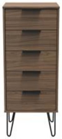 Verona 5 Drawer Tallboy - Walnut Effect
