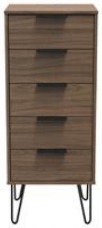 Verona 5 Drawer Tallboy - Walnut Effect