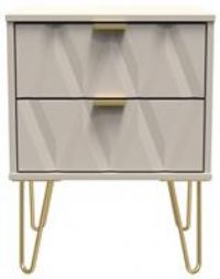 Welcome Furniture Ready Assembled Diamond 2 Drawer Bedside Cabinet In Kashmir Matt