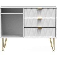 Ready Assembled Copenhagagen 3 Drawer Tv Unit With Legs - White Matt