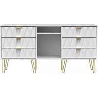 Ready Assembled Copenhagagen 6 Drawer Tv Unit With Legs - White Matt