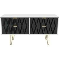 Welcome Furniture Ready Assembled Diamond 4 Drawer Bed Box In Deep Black & White