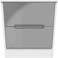 Welcome Furniture Ready Assembled Monaco 2 Drawer Bedside Cabinet In Grey Gloss & White