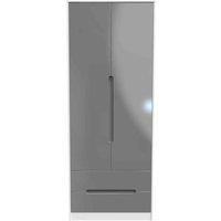 Welcome Furniture Ready Assembled Monaco 2 Door 2 Drawer Wardrobe In Grey Gloss & White