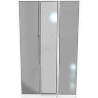 Welcome Furniture Ready Assembled Monaco Tall Triple Mirror Wardrobe In Grey Gloss & White
