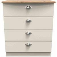 Welcome Furniture Ready Assembled Victoria 4 Drawer Chest In Cream Ash & Oak