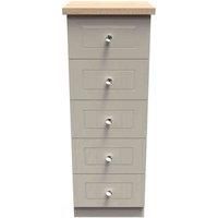 Welcome Furniture Ready Assembled Vienna 5 Drawer Tallboy In Kashmir Ash & Oak