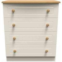 Welcome Furniture Ready Assembled Warwick 4 Drawer Chest In Cream & Oak