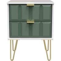 Welcome Furniture Ready Assembled Cuba 2 Drawer Locker - Labradore Green and White