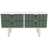 Ready Assembled Cuba 4 Drawer Bed Box - Labradore Green and White