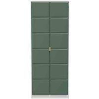 Ready Assembled Cuba Tall Plain Wardrobe - Labradore Green and White