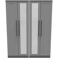Ready Assembled Finsbury Tall 4 Door Wardrobe - Dust Grey