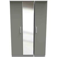 Ready Assembled Indices Triple Mirrored Wardrobe - Dust Grey and White