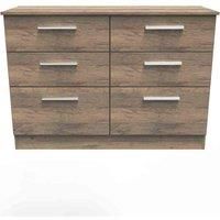 Welcome Furniture Ready Assembled Indices 6 Drawer Midi Chest - Vintage Oak