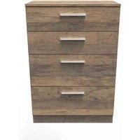 Ready Assembled Indices 4 Drawer Deep Chest - Vintage Oak