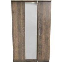 Ready Assembled Indices Triple Mirrored Wardrobe - Vintage Oak