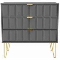 Ready Assembled Cuba 3 Drawer Chest - Dust Grey
