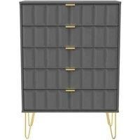 Welcome Furniture Ready Assembled Cuba 5 Drawer Chest - Dust Grey