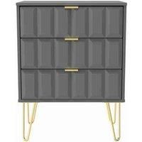Swift Cube Ready Assembled 3 Drawer Midi Sideboard - Grey