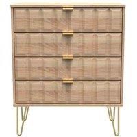 Welcome Furniture Ready Assembled Cuba 4 Drawer Chest - Bardolino Oak