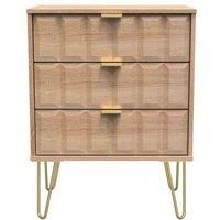 Ready Assembled Cuba 3 Drawer Midi Chest With Legs - Bardolino Oak