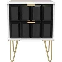 Welcome Furniture Ready Assembled Cuba 2 Drawer Locker - Deep Black and White