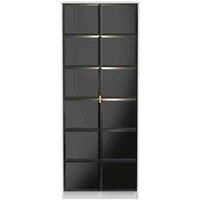 Ready Assembled Cuba Tall Plain Wardrobe - Deep Black and White