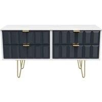 Ready Assembled Cuba 4 Drawer Bed Box - Indigo Matt and White