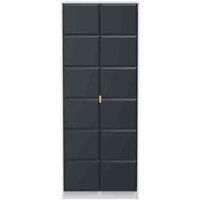 Ready Assembled Cuba Tall Plain Wardrobe - Indigo Matt and White