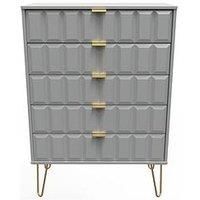 Ready Assembled Cuba 5 Drawer Chest - Kashmir Matt
