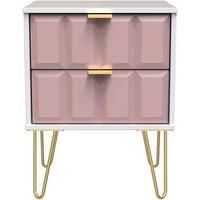 Welcome Furniture Ready Assembled Cuba 2 Drawer Locker - Kobe Pink and White