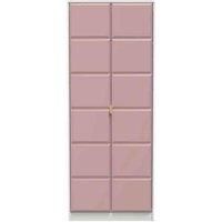 Ready Assembled Cuba Tall Plain Wardrobe - Kobe Pink and White