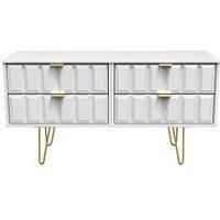 Swift Cube Ready Assembled 4 Drawer Low Tv Unit - Fits Up To To 50 Inch Tv - White