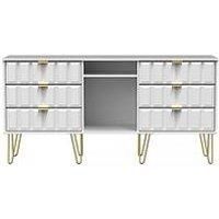 Swift Cube Ready Assembled 6 Drawer Tv Unit/Sideboard - Fits Up To 65 Inch Tv - White