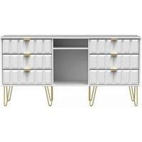 Swift Cube Ready Assembled 6 Drawer Tv Unit/Sideboard - Fits Up To 65 Inch Tv - White