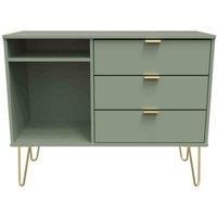Ready Assembled Hirato 3 Drawer Tv Unit With Legs -Reed Green