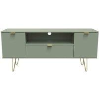 Ready Assembled Hirato 2 Door 1 Drawer Wide Tv Unit -Reed Green