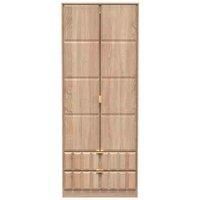 Ready Assembled Cuba Tall 2 Drawer Wardrobe - Bardolino Oak