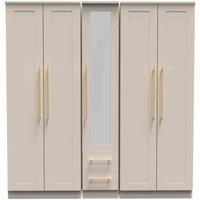 Welcome Furniture Ready Assembled Haworth Tall 5 Door 2 Drawer 1 Mirror Wardrobe In Kashmir Matt