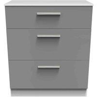 Ready Assembled Indices 3 Drawer Deep Chest - Dust Grey and White
