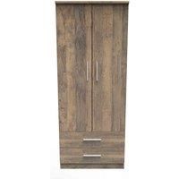 Ready Assembled Indices 2ft6in 2 Drawer Wardrobe - Vintage Oak