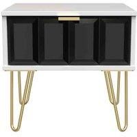 Ready Assembled Cuba1 Drawer Locker With Legs - Deep Black and White