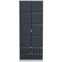 Ready Assembled Cuba Tall 2 Drawer Wardrobe - Indigo Matt and White
