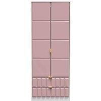 Ready Assembled Cuba Tall 2 Drawer Wardrobe - Kobe Pink and White