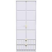 Ready Assembled Cuba Tall 2 Drawer Wardrobe - White Matt