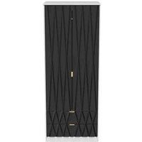 Welcome Furniture Ready Assembled Diamond 2 Door 2 Drawer Wardrobe In Deep Black & White