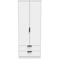 Ready Assembled Copenhagagen Tall 2 Drawer Wardrobe - White