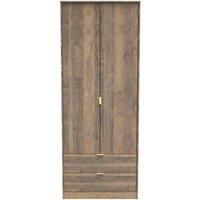 Ready Assembled Copenhagagen Tall 2 Drawer Wardrobe - Vintage Oak