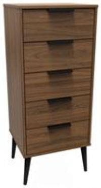 Ready Assembled Hirato 5 Drawer Locker - Carini Walnut