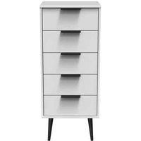 Ready Assembled Hirato 5 Drawer Locker - White Matt